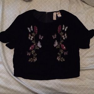 H&M Divided Velvet Embroidered Playsuit Set